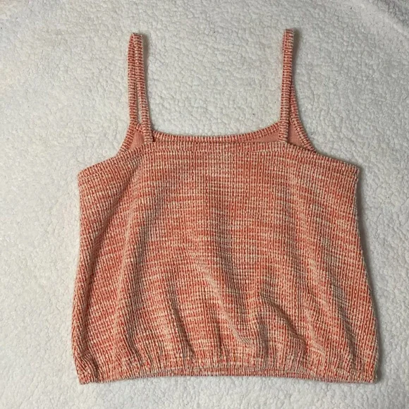 LOFT Orange Ikat Boucle Bubble Hem Cami Sweater Tank Top Size Small - Picture 3 of 5